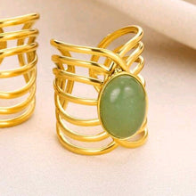 Load image into Gallery viewer, Bague Aventurine réglable en acier inoxydable