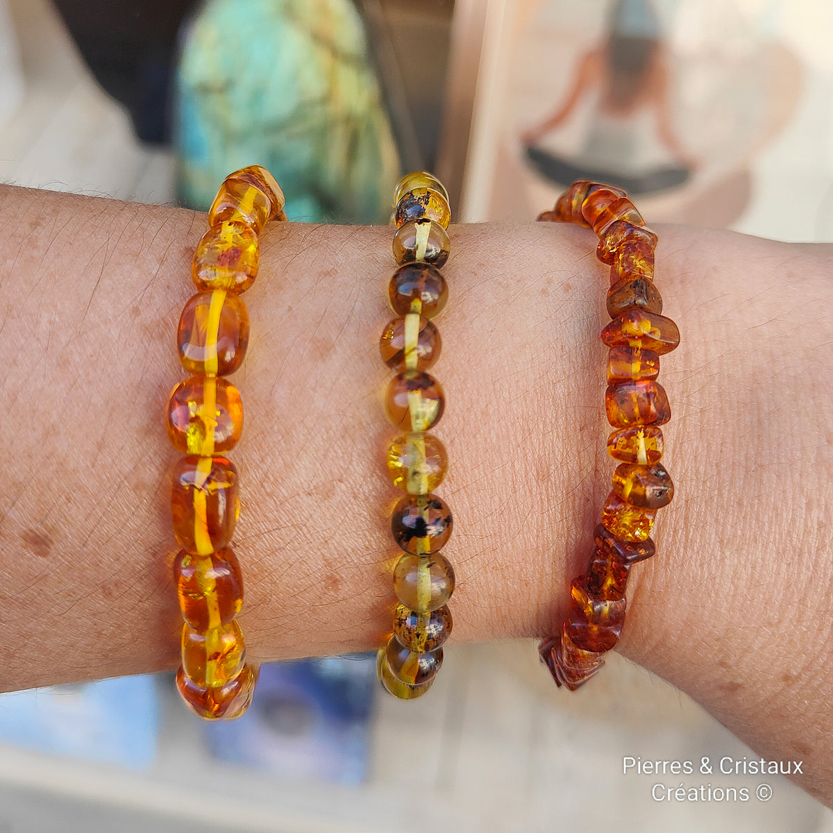 Bracelet Ambre Brut Baltique Naturel 30-40gr - Fait Main, Sans Métal