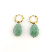 Cargar imagen en el visor de la galería, Boucles d'oreilles inoxydables aventurine verte