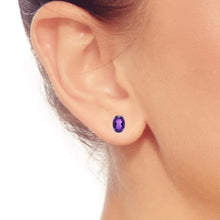 Cargar imagen en el visor de la galería, Clous d'oreilles argent et améthyste