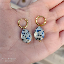 Load image into Gallery viewer, Boucles d'oreilles inoxydables Jaspe Dalmatien