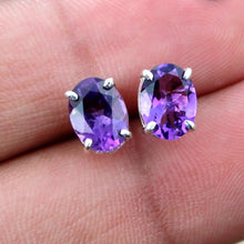 Cargar imagen en el visor de la galería, Clous d'oreilles argent et améthyste