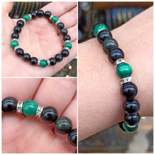 Cargar imagen en el visor de la galería, Bracelet Obsidienne Oeil Céleste & Malachite