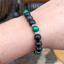 Cargar imagen en el visor de la galería, Bracelet Obsidienne Oeil Céleste & Malachite