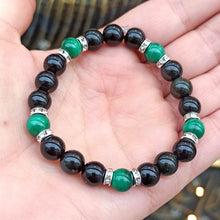 Cargar imagen en el visor de la galería, Bracelet Obsidienne Oeil Céleste & Malachite