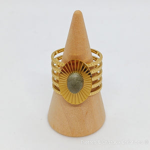 Bague dorée en labradorite