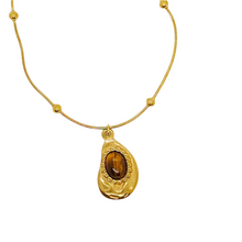 Cargar imagen en el visor de la galería, Collier doré Œil de tigre
