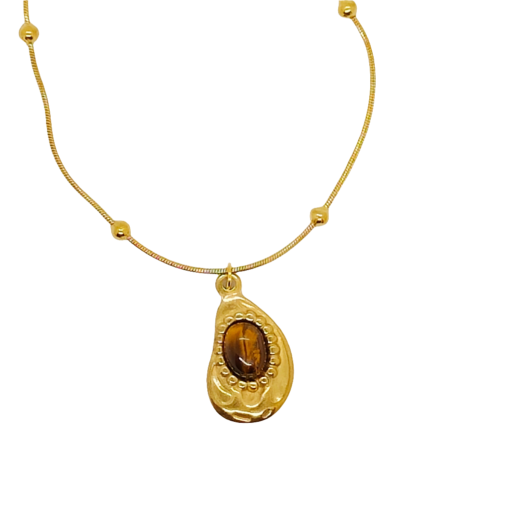 Collier doré Œil de tigre