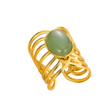 Cargar imagen en el visor de la galería, Bague Aventurine réglable en acier inoxydable
