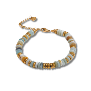 Bracelet réglable doré en Amazonite