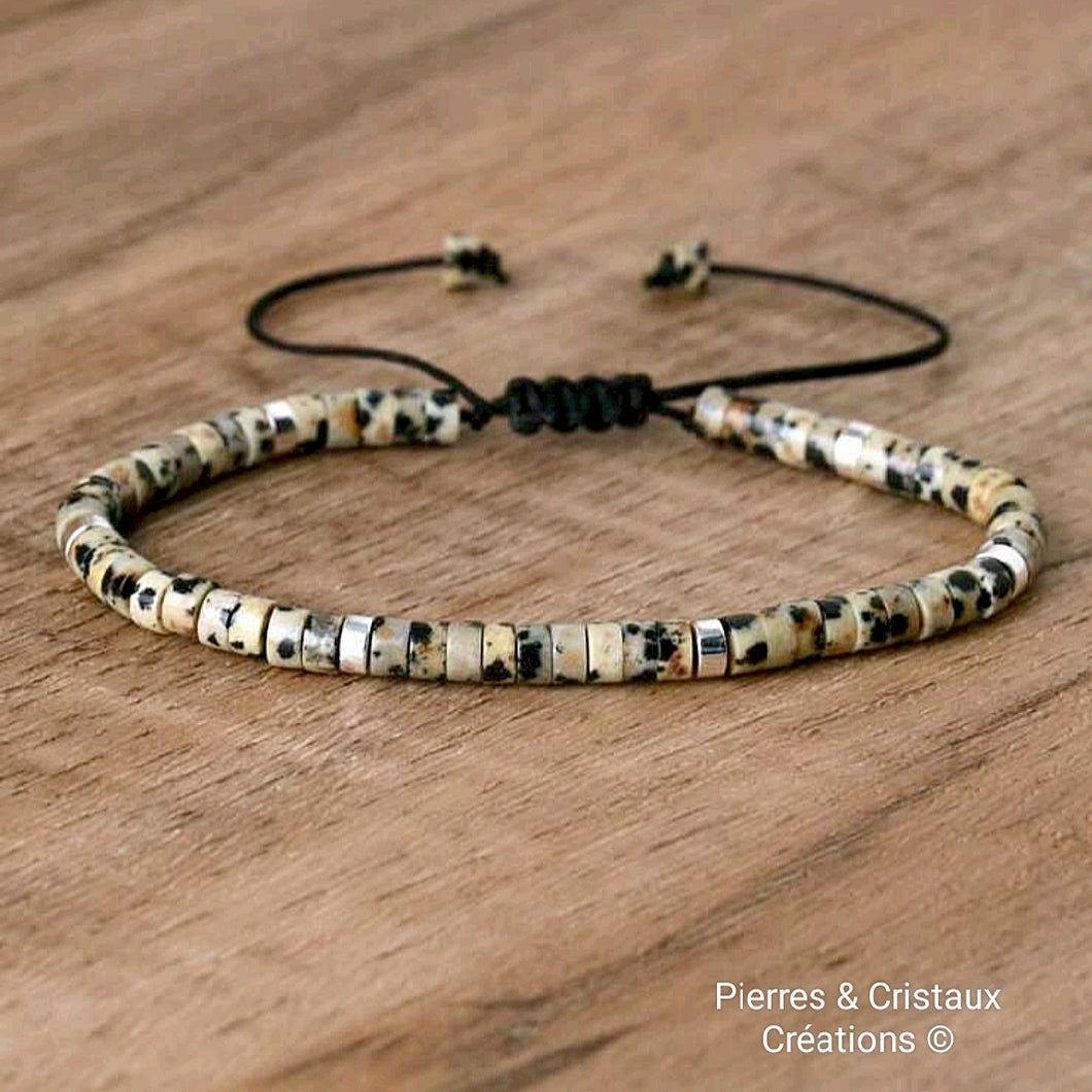 Bracelet réglable Jaspe dalmatien
