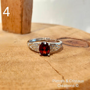 Bague réglable en Grenat (plusieurs modèles)