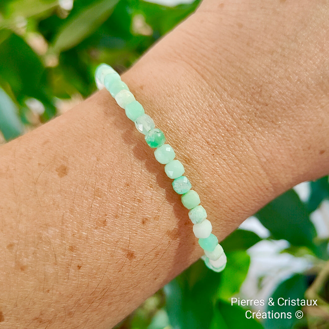 Bracelet Chrysoprase australienne cubique à facettes