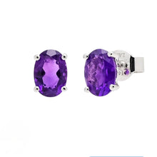 Cargar imagen en el visor de la galería, Clous d'oreilles argent et améthyste
