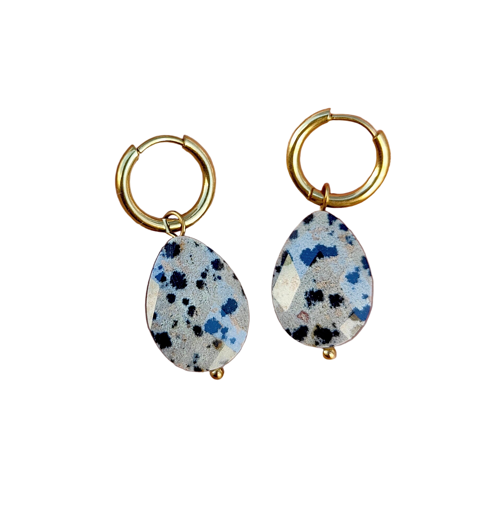 Boucles D'Oreilles En Jaspe Sédimentaire - Pendantes Roses - Neuf Avec Étiquettes