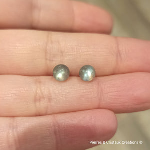 Clous d'oreilles en argent et Labradorite