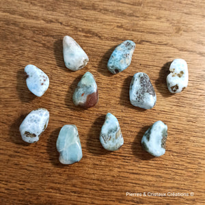 Pendentifs Larimar (pierres roulées percées)