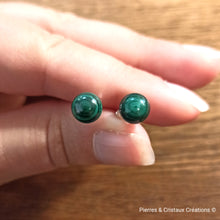 Charger l&#39;image dans la galerie, Clous d&#39;oreilles argent Malachite
