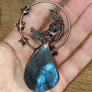 Pendentif Lune Labradorite