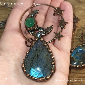 Pendentif Lune Labradorite