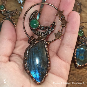 Pendentif Lune Labradorite