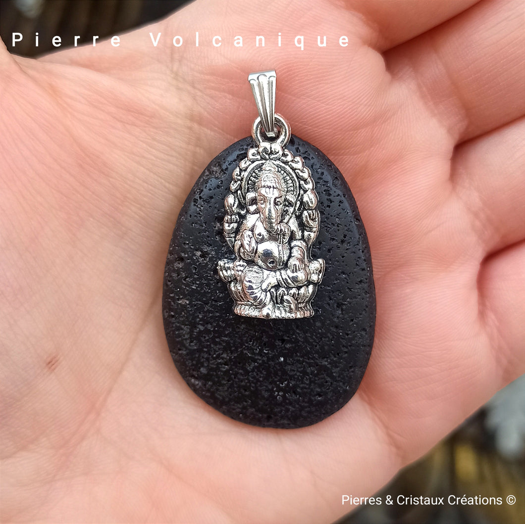 Pendentif Ganesh Pierre Volcanique